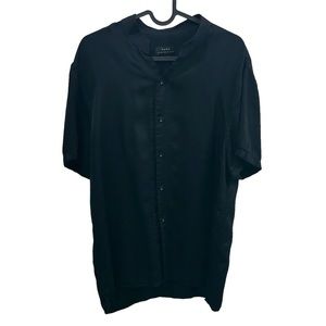 Zara Men’s Black Button Down Dress Shirt Large Silk Light Weight